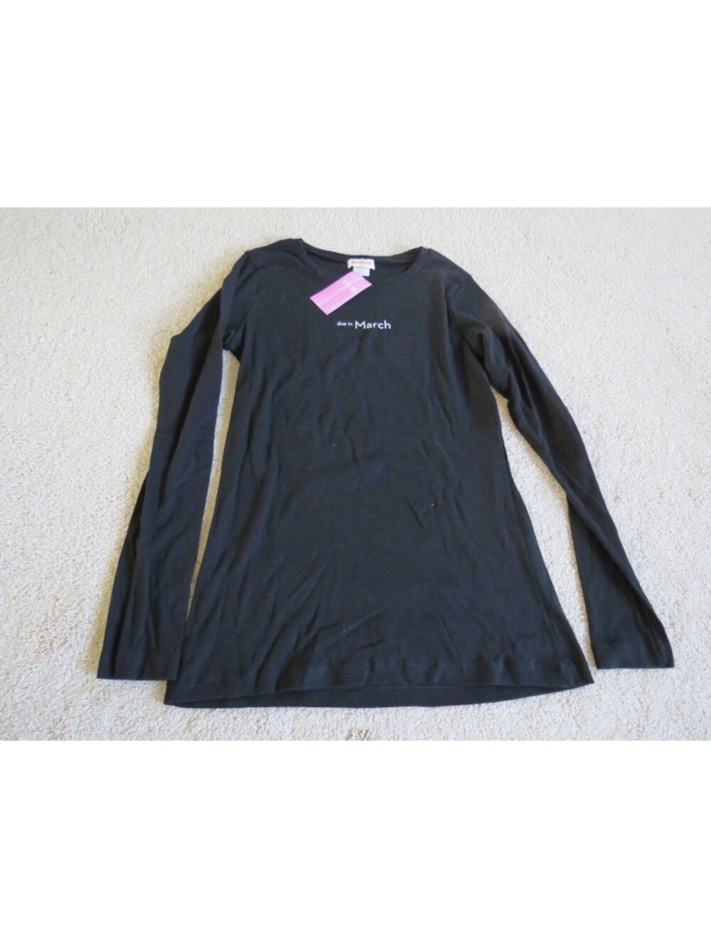 NWT Samson Martin Women Maternity Due in March T-Shirt Black One Size Shark Tank